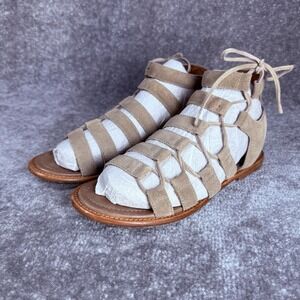 Frye‎ Blair Side Ghillie Sandal Size 6.5 Strappy Suede Lace Up Gladiators